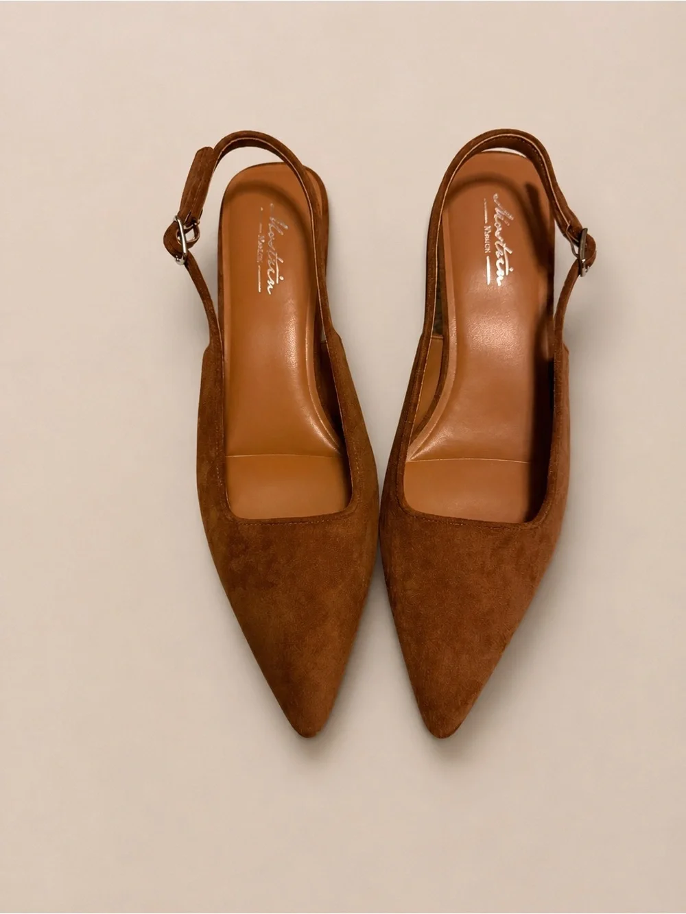 Matisse Brown Suede Pointed-Toe Slingback Kitten Heels Size 39